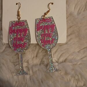 New Year Wine Glass Earrings New